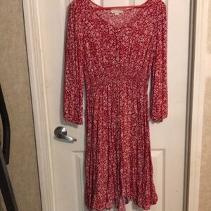 Red Floral Midi Dress